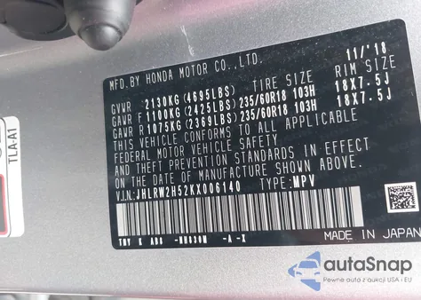 2019 Honda Cr-V Ex z USA, uszkodzony, nr VIN JHLRW2H52KX006140